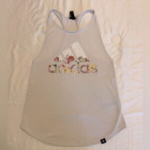 Adidas cotton tank cream floral size small rarely worn racer back